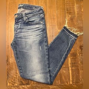 Big Star Womens Alex Ankle Skinny Jeans 27 Blue Distressed Raw Hem Medium Wash